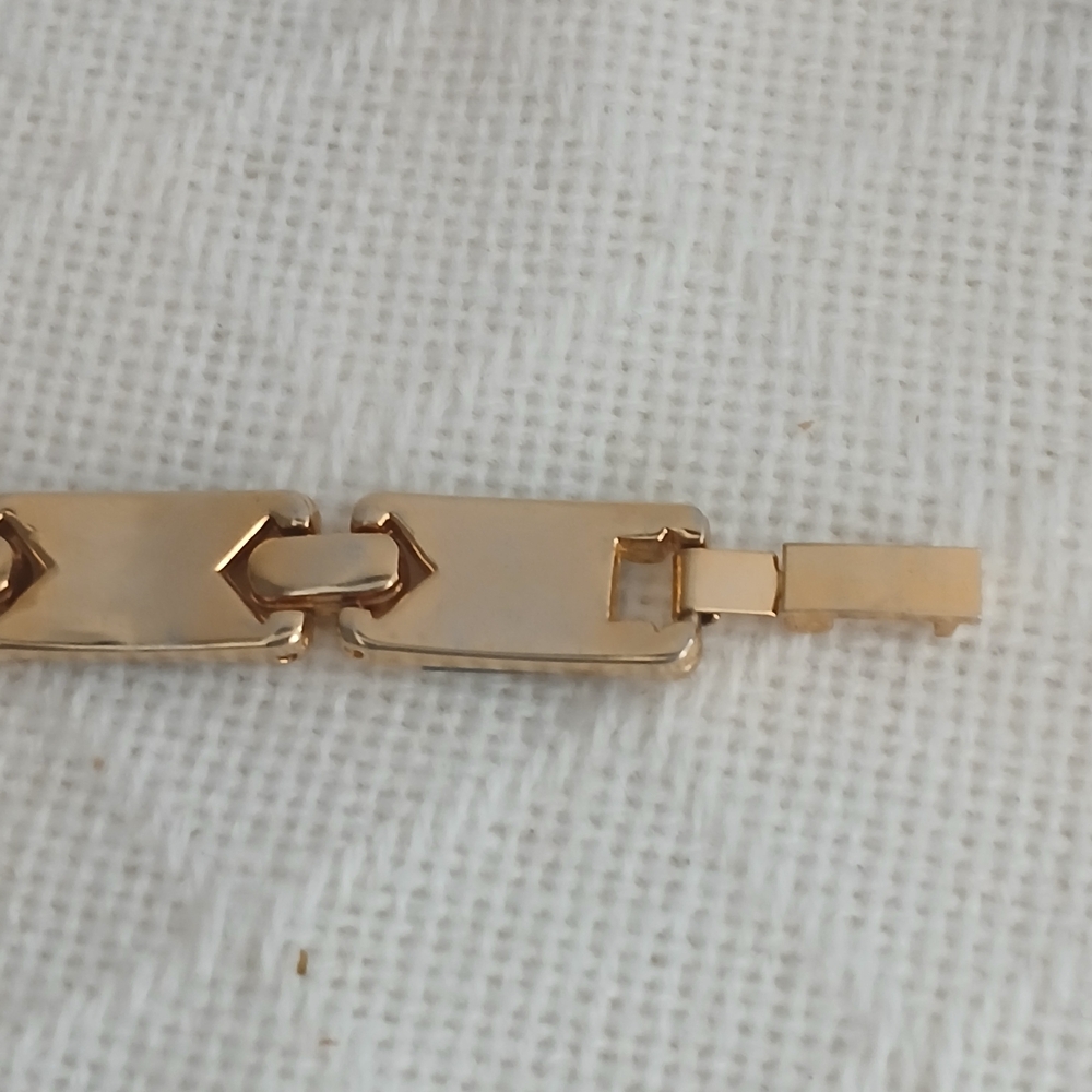 Gold-Tone Abalone Inlay Link Bracelet - Iridescent Blue-Green - Picture 8 of 11